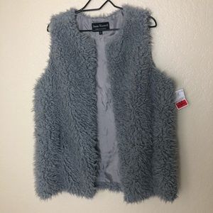 Silver Faux fur sweater vest